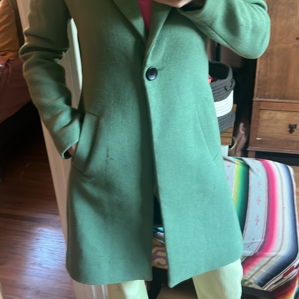 NWT House of Harlow green wool overcoat